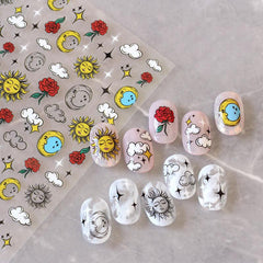 Nail Decals Unicorn Bear Sun Cloud Fake Nail Art