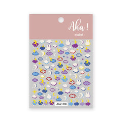 Nail Decals Unicorn Bear Sun Cloud Fake Nail Art