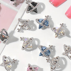 20pcs Y2K Nail Art Charms With Rhinestones 3D Planet Saturn Nail Art Accessories