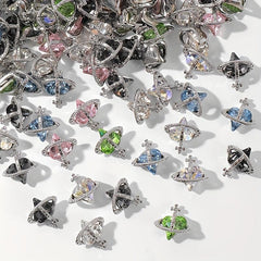 20pcs Y2K Nail Art Charms With Rhinestones 3D Planet Saturn Nail Art Accessories