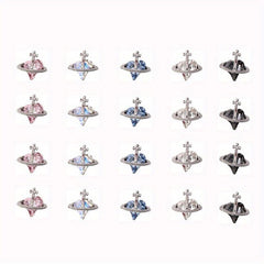 20pcs Y2K Nail Art Charms With Rhinestones 3D Planet Saturn Nail Art Accessories
