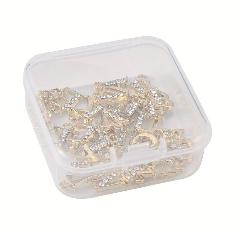26pcs Golden Dangle Letter Nail Charms For Nail Art