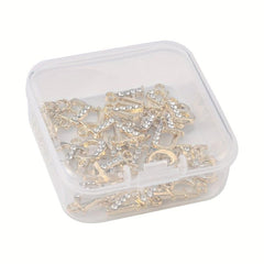 26pcs Golden Dangle Letter Nail Charms For Nail Art