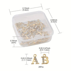26pcs Golden Dangle Letter Nail Charms For Nail Art
