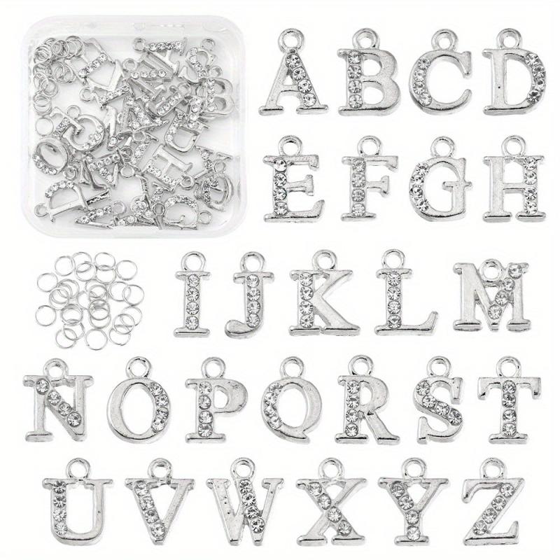 26pcs Golden Dangle Letter Nail Charms For Nail Art