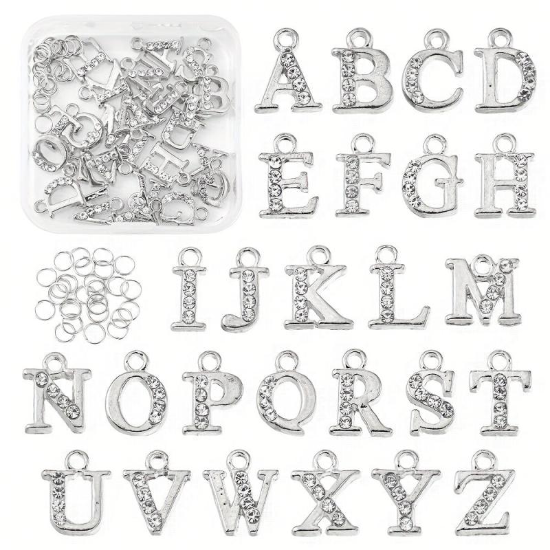 26pcs Golden Dangle Letter Nail Charms For Nail Art