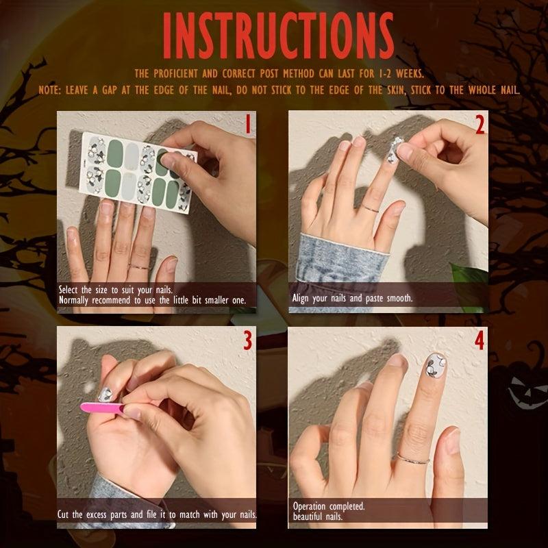 16 Sheets Halloween Nail Polish Stickers with 6 Nail Files