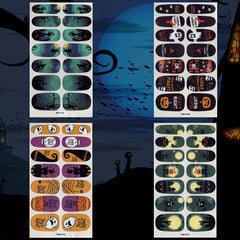 16 Sheets Halloween Nail Polish Stickers with 6 Nail Files