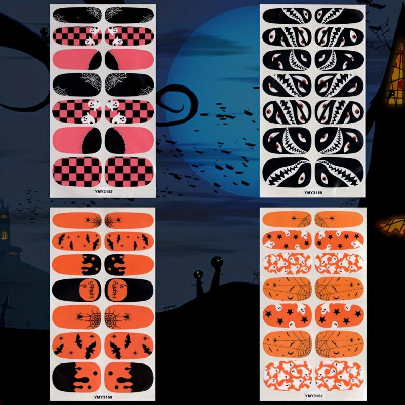 16 Sheets Halloween Nail Polish Stickers with 6 Nail Files