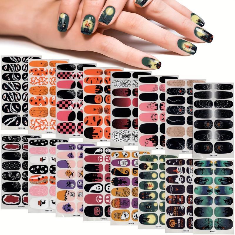 16 Sheets Halloween Nail Polish Stickers with 6 Nail Files