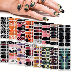 16 Sheets Halloween Nail Polish Stickers with 6 Nail Files
