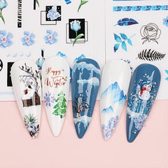 Winter Christmas 3D Nail Sticker Snowflake Flower Adhesive Decals