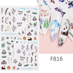 Winter Christmas 3D Nail Sticker Snowflake Flower Adhesive Decals