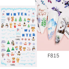 Winter Christmas 3D Nail Sticker Snowflake Flower Adhesive Decals