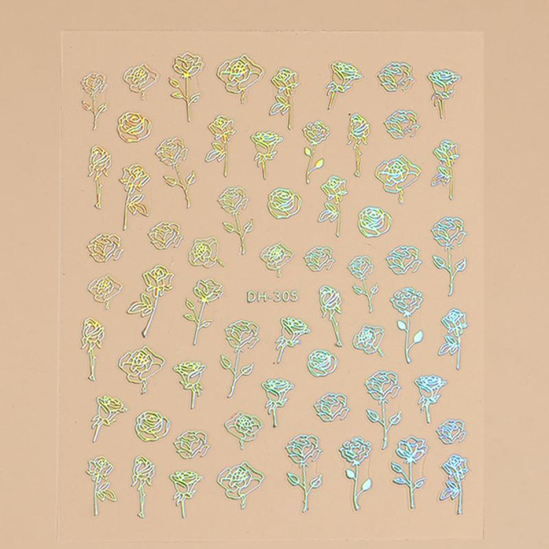 Nail Art Stickers Decals Star Flower Rose Love Transfer Adhesive Decals