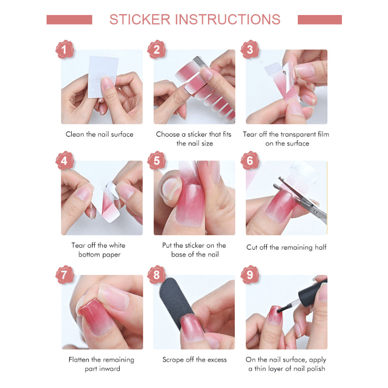 Glitter Full Wrap Nail Polish Stickers Self Adhesive Nail Art Decal Strips
