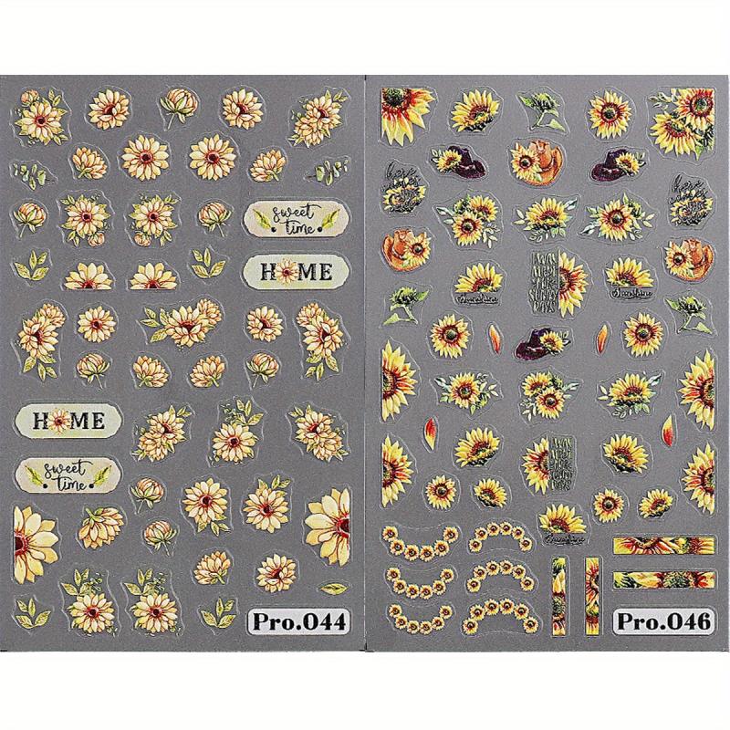 2pcs Halloween Nail Art Decals Self-adhesive Sunflower Stickers