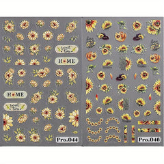 2pcs Halloween Nail Art Decals Self-adhesive Sunflower Stickers
