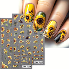 2pcs Halloween Nail Art Decals Self-adhesive Sunflower Stickers