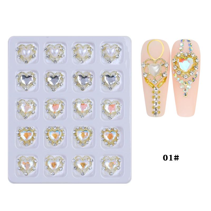 20 pcs Peach Heart Nail Charms for DIY Nail Art