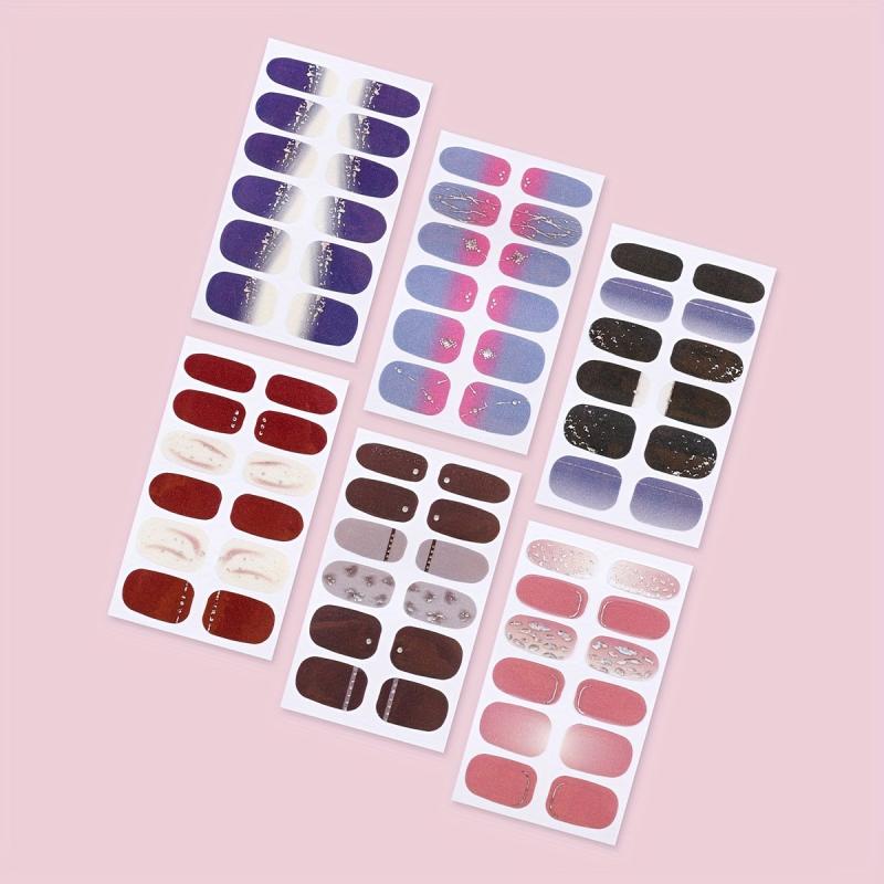 6 Sheets Gradient Nail Polish Strips Full Wrap Nail Art Stickers