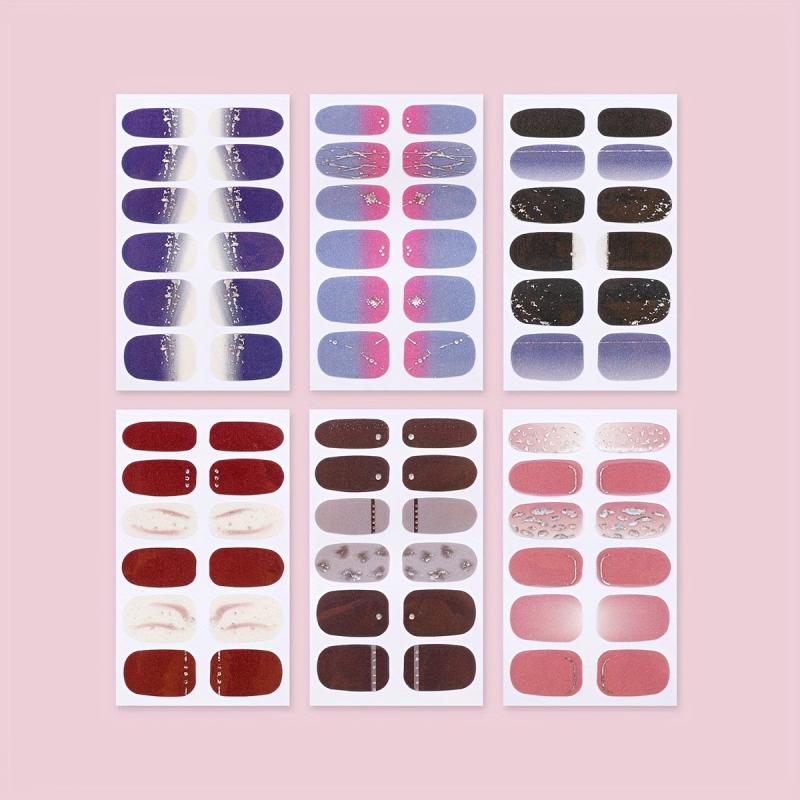 6 Sheets Gradient Nail Polish Strips Full Wrap Nail Art Stickers