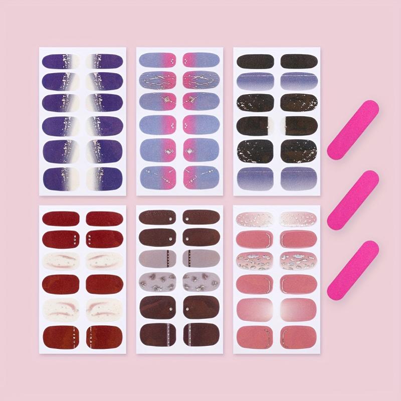 6 Sheets Gradient Nail Polish Strips Full Wrap Nail Art Stickers