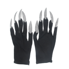 2 Pairs Halloween Gloves Glitter Nails Cosplay Costume Accessories