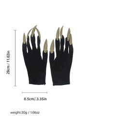 2 Pairs Halloween Gloves Glitter Nails Cosplay Costume Accessories