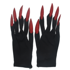 2 Pairs Halloween Gloves Glitter Nails Cosplay Costume Accessories
