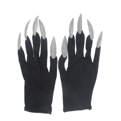 2 Pairs Halloween Gloves Glitter Nails Cosplay Costume Accessories