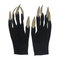 2 Pairs Halloween Gloves Glitter Nails Cosplay Costume Accessories
