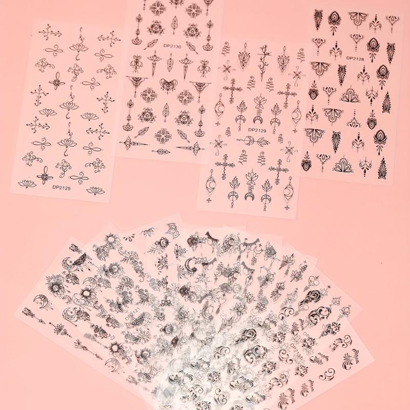 3D Floral Totem Nail Art Stickers Easy to Apply and Long Lasting