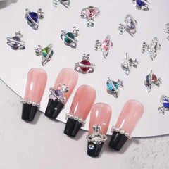 30pcs 3D Planet Nail Charms Nail Rhinestones Nail Art Alloy Crystal Jewelry