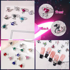 30pcs 3D Planet Nail Charms Nail Rhinestones Nail Art Alloy Crystal Jewelry
