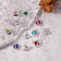 30pcs 3D Planet Nail Charms Nail Rhinestones Nail Art Alloy Crystal Jewelry