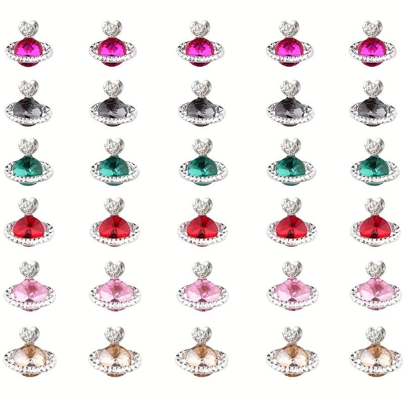 30pcs 3D Planet Nail Charms Nail Rhinestones Nail Art Alloy Crystal Jewelry