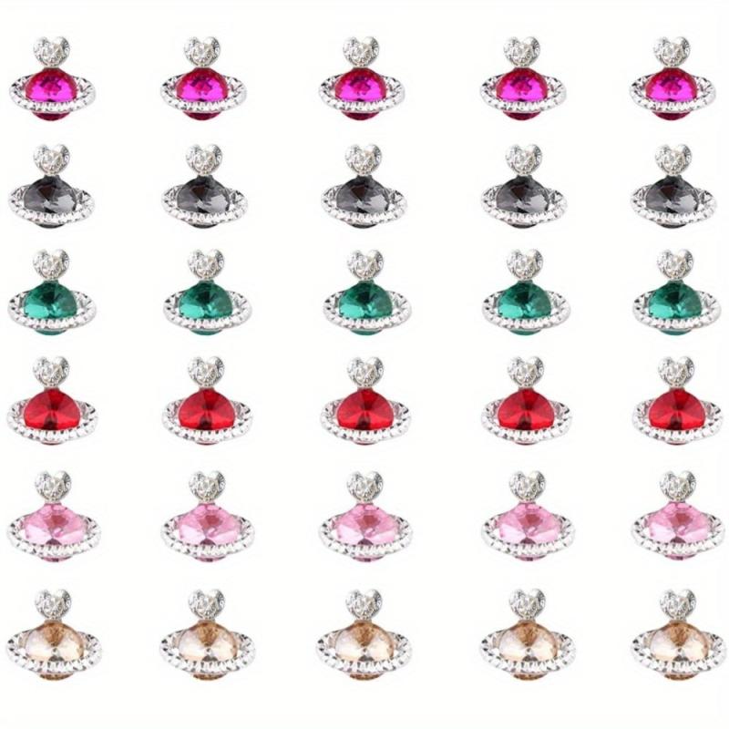 30pcs 3D Planet Nail Charms Nail Rhinestones Nail Art Alloy Crystal Jewelry