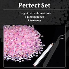 5000PCS 3mm Resin Rhinestones Bulk Pink AB Flatback Round Jelly Rhinestones