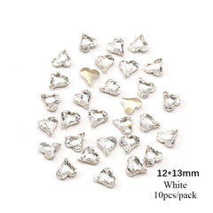 10pcs Iridescent Clear Crystal Rhinestones for Nail Designs, 3D Nail Charms