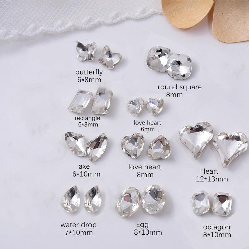 10pcs Iridescent Clear Crystal Rhinestones for Nail Designs, 3D Nail Charms