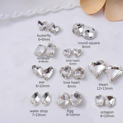 10pcs Iridescent Clear Crystal Rhinestones for Nail Designs, 3D Nail Charms
