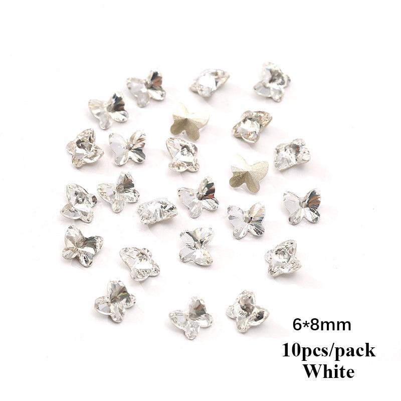 10pcs Iridescent Clear Crystal Rhinestones for Nail Designs, 3D Nail Charms