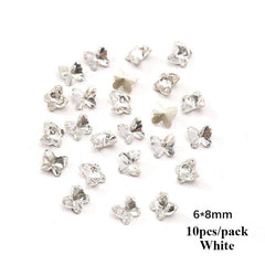 10pcs Iridescent Clear Crystal Rhinestones for Nail Designs, 3D Nail Charms
