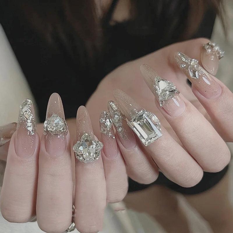 10pcs Iridescent Clear Crystal Rhinestones for Nail Designs, 3D Nail Charms