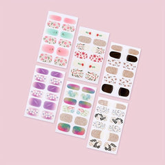 6 Sheets Glitter Nail Art Stickers - Self Adhesive Flower Leaf Nail Gel Strips