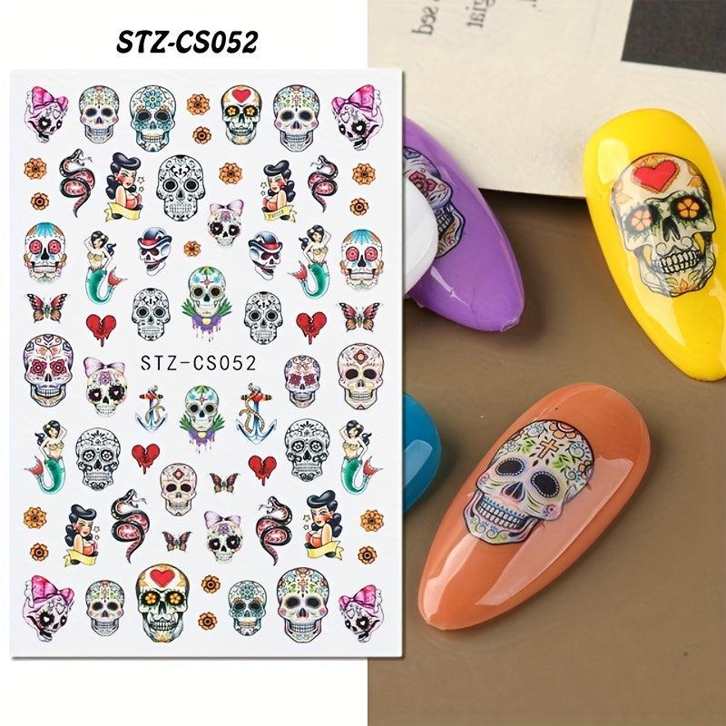 Halloween Skull Nail Stickers - Spooky Nail Art Decals