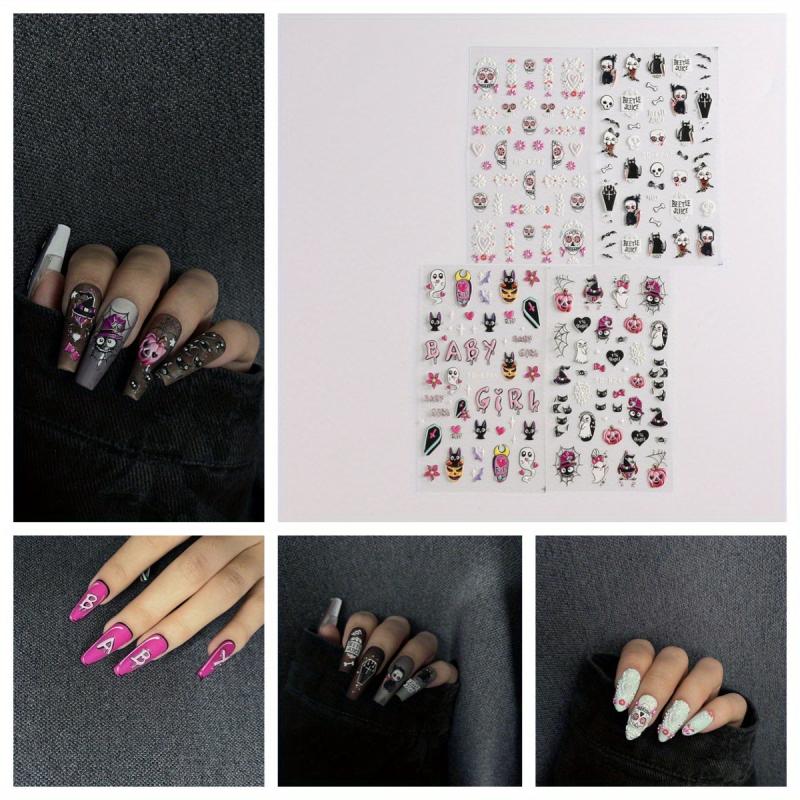 5D Halloween Nail Art Stickers Ghost Cat Spider Web Pumpkin Decals