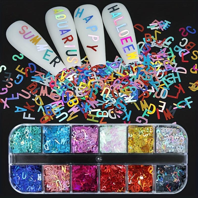 Holographic Letter Glitter for Nails - DIY Manicure Nail Decor