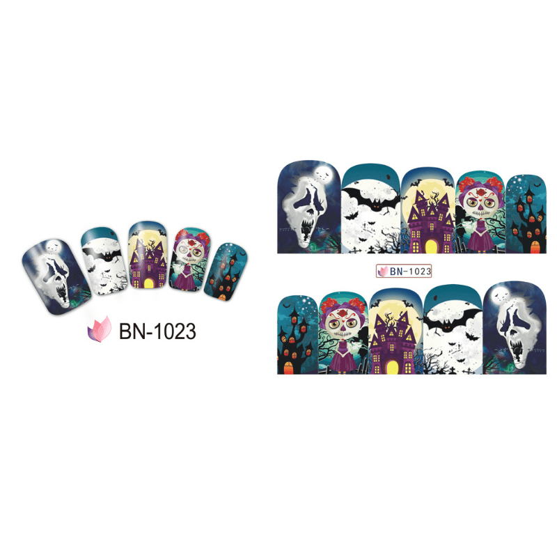 Halloween Nail Wraps Gothic Nail Polish Strips Ghost Skull Demon Pattern